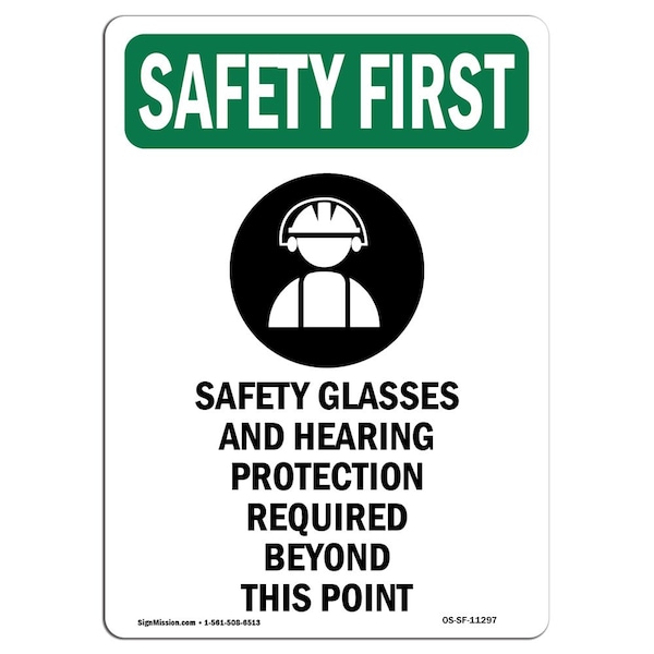 OSHA Sign, Glasses And, 5in X 3.5in, 10PK, 3.5" W, 5" H, Portrait, PK10, OS-SF-D-35-V-11297-10PK
